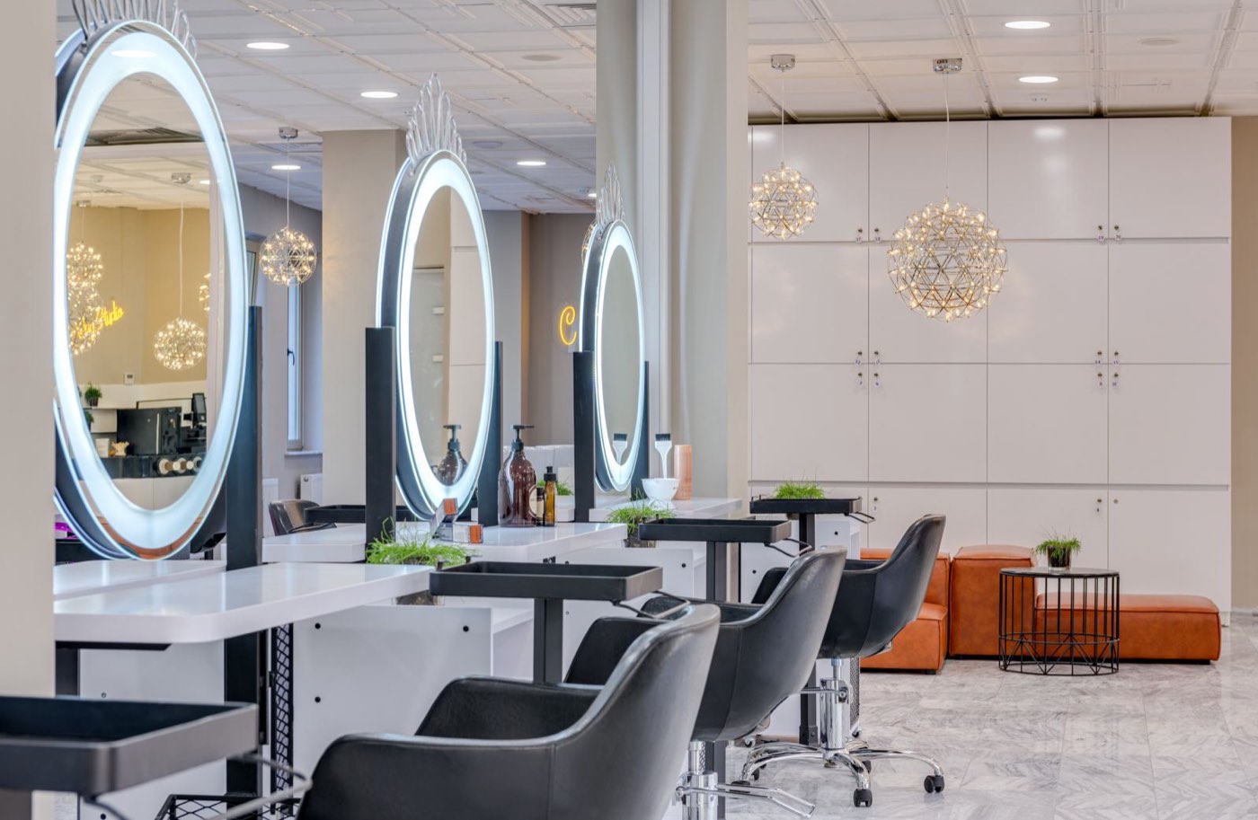 Fox & Fern example site: the salon floor, one chair by the window